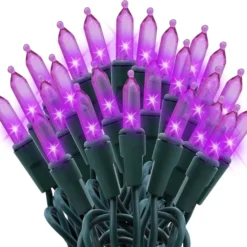 100 LED Purple Christmas String Lights -Christmas Decorations Store 100 count Purple LED Green Wire Christmas Light 6 result 600x550 1