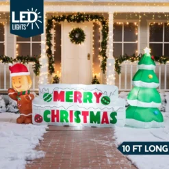 10ft Gingerbread Man Christmas Inflatable -Christmas Decorations Store 10ft Gingerbread Man Christmas Inflatable 2 600x600 1