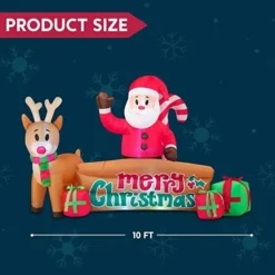 10ft LED Inflatable Santa Merry Christmas Sign -Christmas Decorations Store 10ft LED Inflatable Merry Christmas Sign 1 1