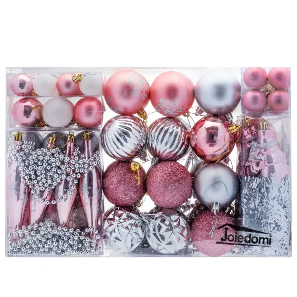 110pcs Rose Gold And White Christmas Ornament Balls 3 110pcs Rose Gold And White Christmas Ornament Balls