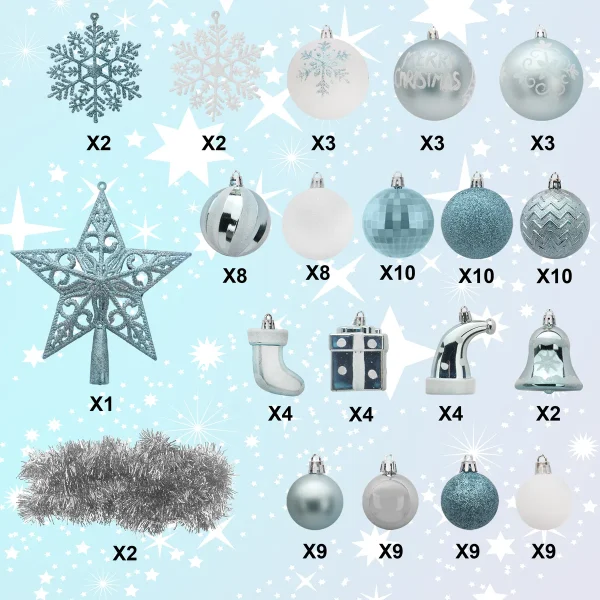 112pcs Baby Blue And White Christmas Ornaments 6 112pcs Baby Blue And White Christmas Ornaments - Image 4