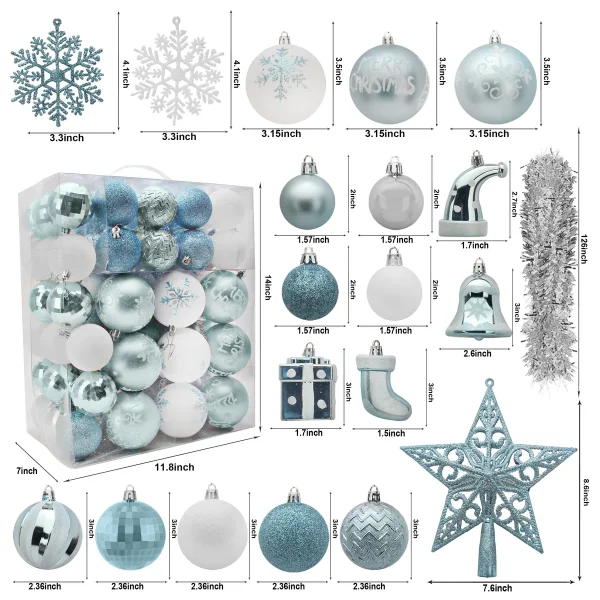 112pcs Baby Blue And White Christmas Ornaments 7 112pcs Baby Blue And White Christmas Ornaments - Image 5