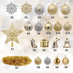 112pcs Gold And Silver Christmas Ornament Balls -Christmas Decorations Store 112 Pcs Gold amp Silver Christmas Assorted Ornaments with a Star Tree Topper 3 result 600x600 1