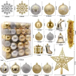 112pcs Gold And Silver Christmas Ornament Balls -Christmas Decorations Store 112 Pcs Gold amp Silver Christmas Assorted Ornaments with a Star Tree Topper 4 result 600x602 1