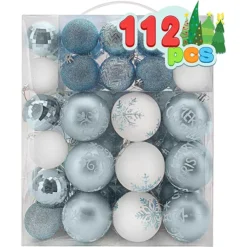112pcs Baby Blue And White Christmas Ornaments 10 112pcs Baby Blue And White Christmas Ornaments -Christmas Decorations Store 112pcs Baby Blue and White Christmas Ornaments 1 1