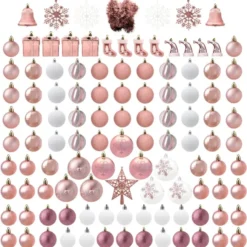 112pcs Rose Gold And White Christmas Ball Ornaments -Christmas Decorations Store 112pcs Rose Gold and White Christmas Ball Ornaments 4 600x610 1