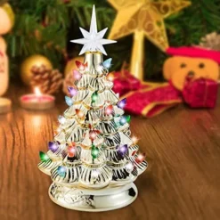 12in Prelit Tabletop Gold Ceramic Christmas Tree -Christmas Decorations Store 12 Gold Ceramic Christmas Tree 3 result