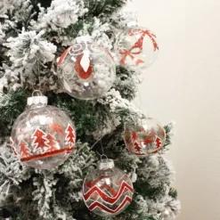 12pcs Red & White Christmas Ball Ornaments 3.15in -Christmas Decorations Store 12 Pcs Christmas Ball Ornaments Red and Clear 4 result 600x600 1
