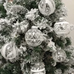 12pcs White Plastic Christmas Clear Ornament Balls 3.15in -Christmas Decorations Store 12 Pcs Christmas Ball Ornaments White and Clear 3 result 600x729 1