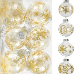 12pcs Transparent Christmas Ball Ornament 15in