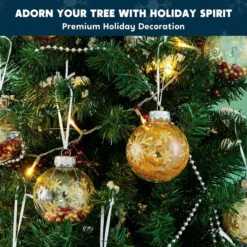 12pcs Transparent Christmas Ball Ornament 15in -Christmas Decorations Store 12 Pcs Clear Ornaments with White Gold Print 15in 7 600x600 1