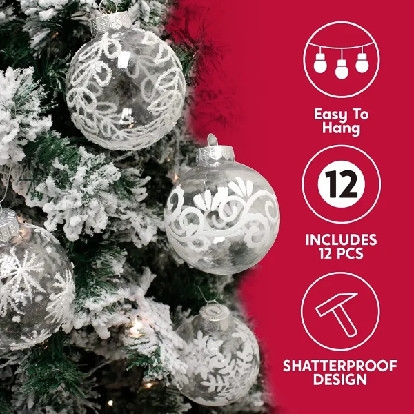 12pcs Clear Christmas Balls 3.15in 4 12pcs Clear Christmas Balls 3.15in - Image 2