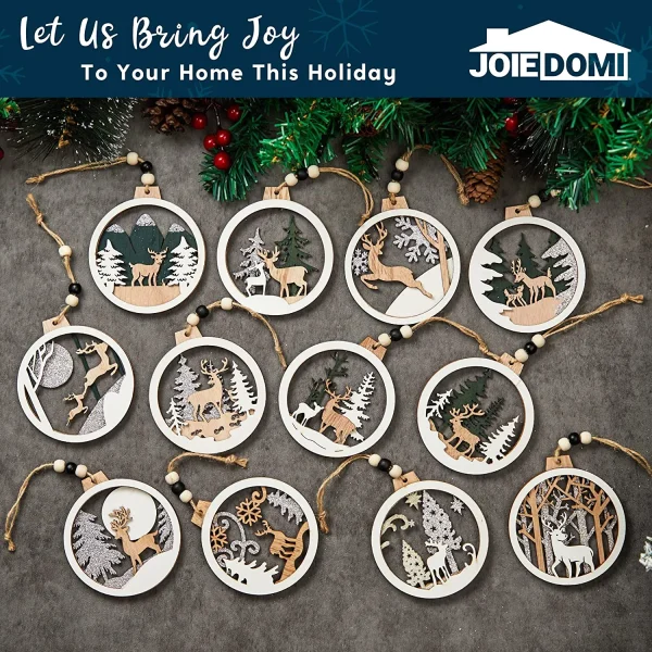 12pcs Wooden Reindeer Christmas Ornaments 7 12pcs Wooden Reindeer Christmas Ornaments - Image 5