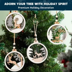 12pcs Wooden Reindeer Christmas Ornaments 10 12pcs Wooden Reindeer Christmas Ornaments -Christmas Decorations Store 12 Pcs Wooden Reindeer Hanging Ornaments 7 600x600 1