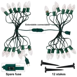 12pcs C9 Warm White Christmas Pathway Marker 15.75ft -Christmas Decorations Store 12Packs Christmas Warm White C9 Pathway Marker 3 result 600x600 1