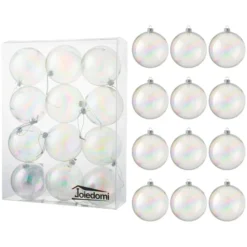 12pcs Plastic Christmas Ball Ornaments With Chrome Effect