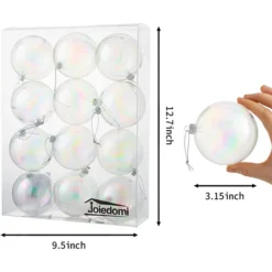12pcs Plastic Christmas Ball Ornaments With Chrome Effect -Christmas Decorations Store 12Pcs Chrome Christmas Ball Ornaments 3.5in