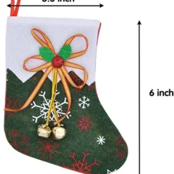 12pcs Mini Christmas Stockings With Jingle Bells 6in -Christmas Decorations Store 12Pcs Mini Christmas Stockings Bells 6in 3 600x776 1