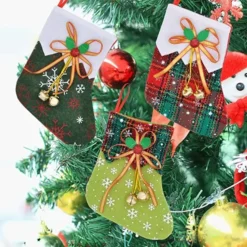 12pcs Mini Christmas Stockings With Jingle Bells 6in -Christmas Decorations Store 12Pcs Mini Christmas Stockings Bells 6in 6 600x600 1