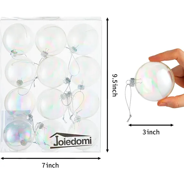 12pcs Clear Plastic Christmas Ball Ornaments 5 12pcs Clear Plastic Christmas Ball Ornaments - Image 3