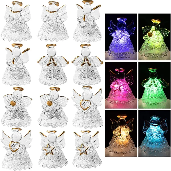 12pcs LED Spun Glass Angel Christmas Ornaments 3 12pcs LED Spun Glass Angel Christmas Ornaments