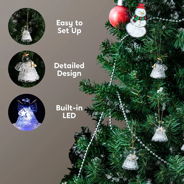 12pcs LED Spun Glass Angel Christmas Ornaments 6 12pcs LED Spun Glass Angel Christmas Ornaments - Image 4