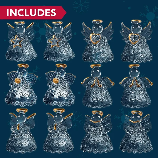 12pcs LED Spun Glass Angel Christmas Ornaments 8 12pcs LED Spun Glass Angel Christmas Ornaments - Image 6