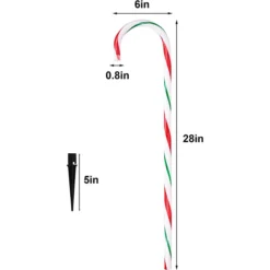 12pcs Thick Red And Green Candy Cane Light Stakes 28in -Christmas Decorations Store 12pcs Thick Red And Green Candy Cane Light Stakes 28in