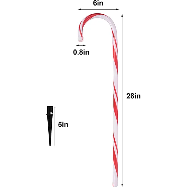 12pcs Thick Red And White Candy Cane Pathway Lights 28in 5 12pcs Thick Red And White Candy Cane Pathway Lights 28in - Image 3