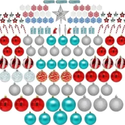 132pcs Red, Blue And Silver Assorted Christmas Ornaments -Christmas Decorations Store 132 Pcs Red Blue and Silver Christmas Ornaments 5 600x568 1