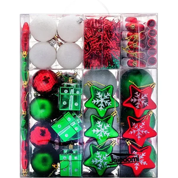 132pcs Red Green White Shatterproof Christmas Ornaments 4 132pcs Red Green White Shatterproof Christmas Ornaments - Image 2