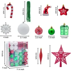 132pcs Red Green White Shatterproof Christmas Ornaments 11 132pcs Red Green White Shatterproof Christmas Ornaments -Christmas Decorations Store 132pcs Red Green White Shatterproof Christmas Ornaments 5 结果