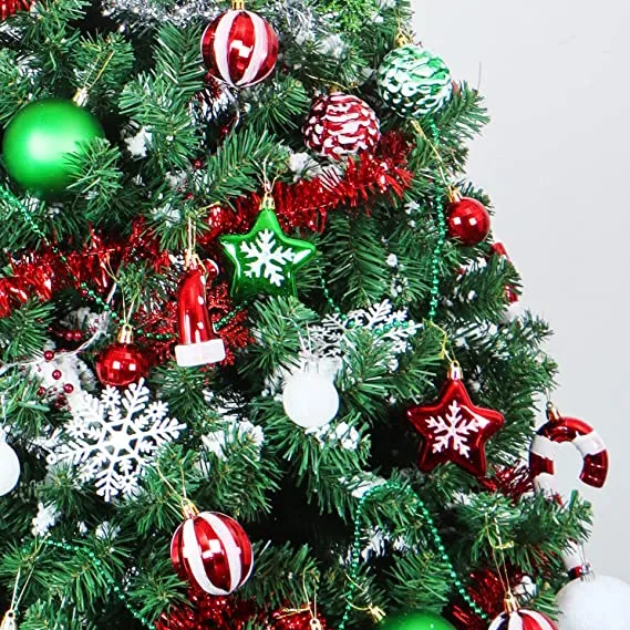 132pcs Red Green White Shatterproof Christmas Ornaments 8 132pcs Red Green White Shatterproof Christmas Ornaments - Image 6