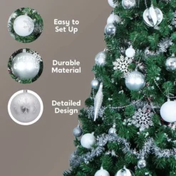 133pcs White And Silver Christmas Tree Ornaments -Christmas Decorations Store 133pcs White and Silver Christmas Tree Ornaments 4 600x600 1