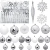 133pcs White And Silver Christmas Tree Ornaments -Christmas Decorations Store 133pcs White and Silver Christmas Tree Ornaments 600x581 1