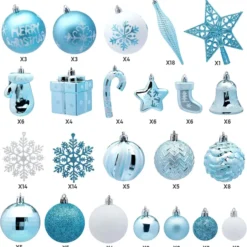 157pcs Blue And White Christmas Tree Ornaments 9 157pcs Blue And White Christmas Tree Ornaments -Christmas Decorations Store 157 Pcs Christmas Ornaments with a Star Tree Topper Baby Blue amp White 3 result 600x616 1