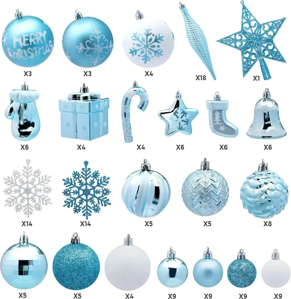 157pcs Blue And White Christmas Tree Ornaments 5 157pcs Blue And White Christmas Tree Ornaments - Image 3