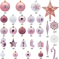 157pcs Rose Gold And White Christmas Ornaments -Christmas Decorations Store 157 Pcs Christmas Ornaments with a Star Tree Topper Rosegold amp White 2 result 600x601 1