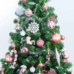 157pcs Rose Gold And White Christmas Ornaments