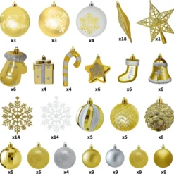 157pcs Gold Silver & White Assorted Christmas Ornaments 10 157pcs Gold Silver & White Assorted Christmas Ornaments -Christmas Decorations Store 157 Pcs Gold amp Silver Christmas Ornaments 3 result 600x594 1