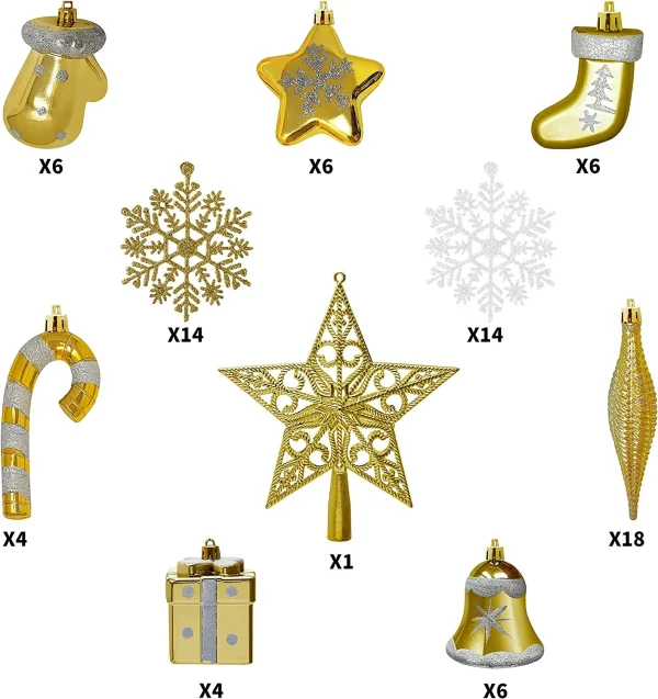 157pcs Gold Silver & White Assorted Christmas Ornaments 6 157pcs Gold Silver & White Assorted Christmas Ornaments - Image 4