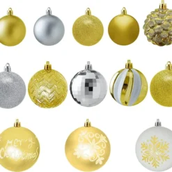 157pcs Gold Silver & White Assorted Christmas Ornaments 12 157pcs Gold Silver & White Assorted Christmas Ornaments -Christmas Decorations Store 157 Pcs Gold amp Silver Christmas Ornaments 5 result 600x500 1