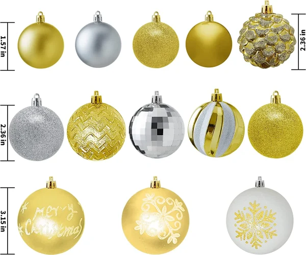 157pcs Gold Silver & White Assorted Christmas Ornaments 7 157pcs Gold Silver & White Assorted Christmas Ornaments - Image 5