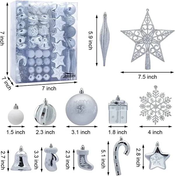 157pcs White And Silver Christmas Tree Ornaments 5 157pcs White And Silver Christmas Tree Ornaments - Image 3