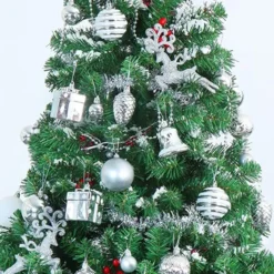 157pcs White And Silver Christmas Tree Ornaments 12 157pcs White And Silver Christmas Tree Ornaments -Christmas Decorations Store 157Pcs Christmas Ornaments with a Star Tree Topper Silver amp White 5 600x600 1