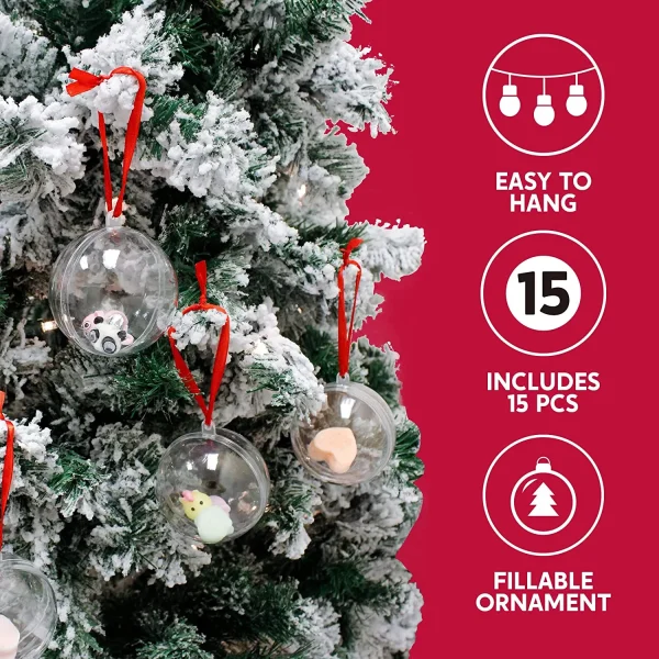 15pcs Christmas Clear Plastic Fillable Ornaments 4 15pcs Christmas Clear Plastic Fillable Ornaments - Image 2