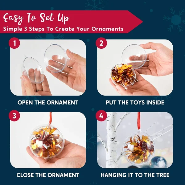 15pcs Christmas Clear Plastic Fillable Ornaments 8 15pcs Christmas Clear Plastic Fillable Ornaments - Image 6