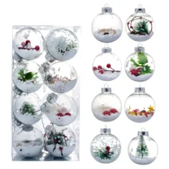 16pcs Chrismas Ball Snow Filled Christmas Ornaments
