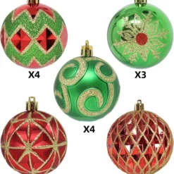 16pcs Red Green & Gold Christmas Ornaments -Christmas Decorations Store 16 Pcs Red Green and Gold Christmas Ornaments 3 result 600x682 1
