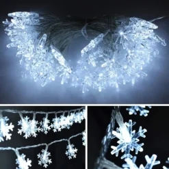 2x40 LED White Snowflake Fairy Lights 16ft -Christmas Decorations Store 16ft 40 LED Snowflake Fairy Lights White 3 result 600x600 1